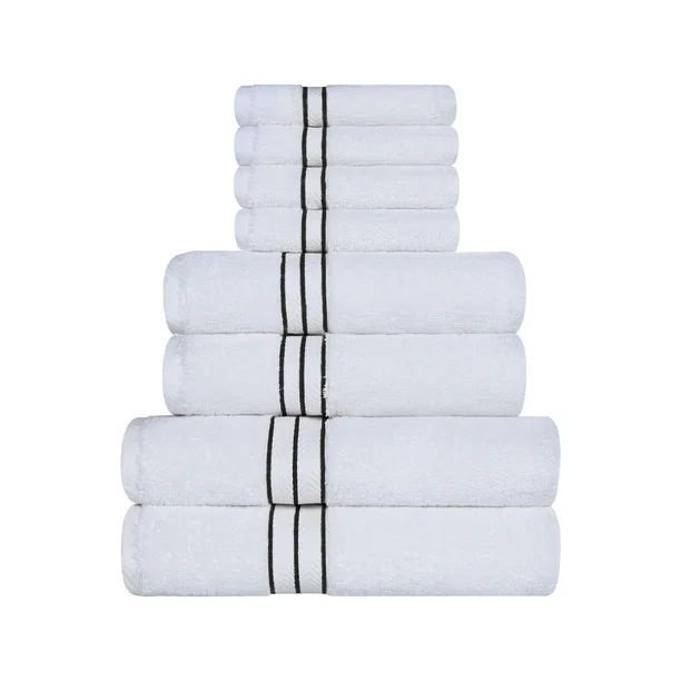 Turkish Cotton Plush 8-Piece Solid Highly Absorbent Black Towel Set by Superior - Walmart.com | Walmart (US)