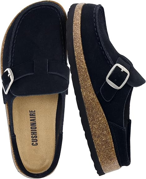 CUSHIONAIRE Women's Hobby Genuine Leather Cork Footbed Clog with +Comfort | Amazon (US)