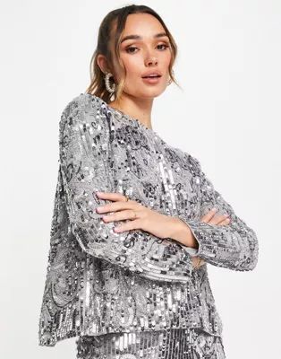 ASOS EDITION mirrored cat sequin split back top | ASOS (Global)