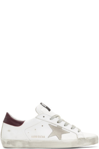 SSENSE Exclusive White & Burgundy Superstar Sneakers | SSENSE 
