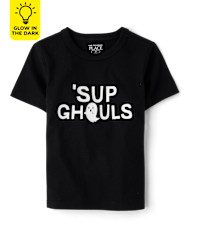 Baby And Toddler Boys Glow 'Sup Ghouls Graphic Tee - black | The Children's Place