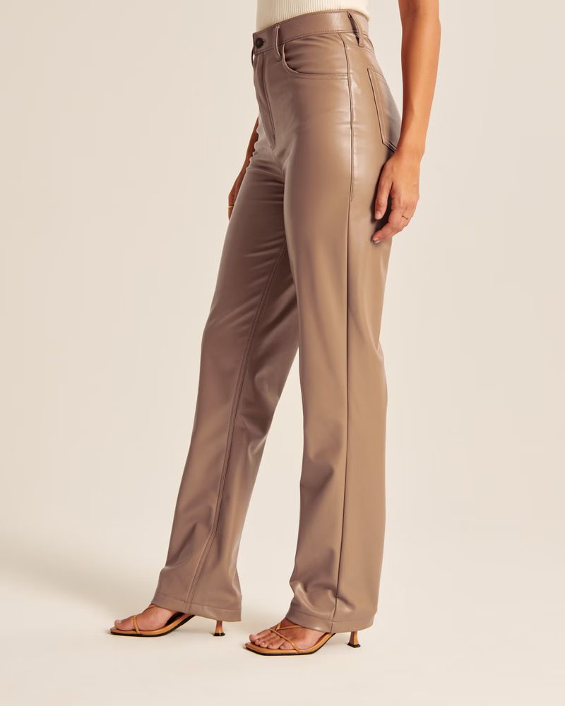 Women's Curve Love Patent Leather 90s Straight Pants | Women's New Arrivals | Abercrombie.com | Abercrombie & Fitch (US)