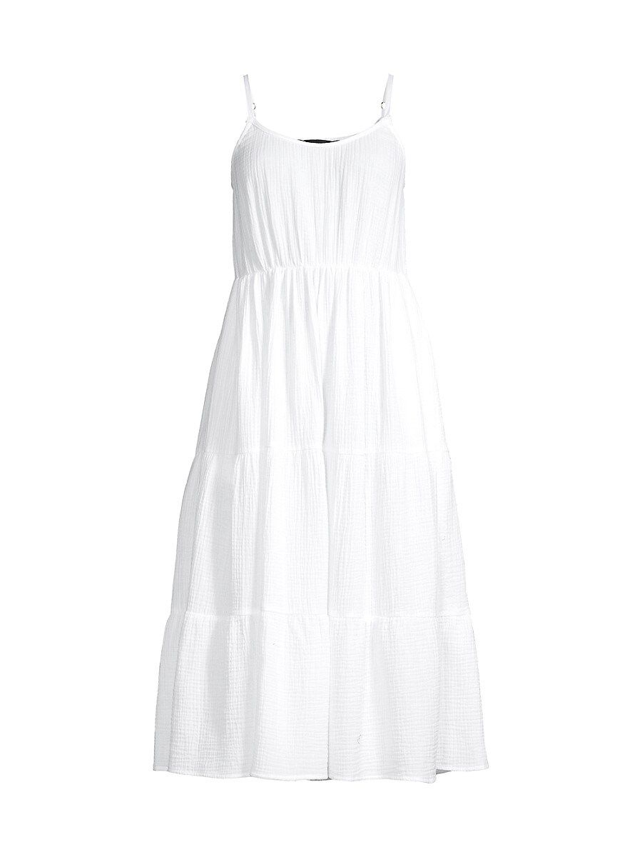 Catherine Malandrino Women's Waffle Organic Cotton Tiered Dress - White - Size L | Saks Fifth Avenue OFF 5TH