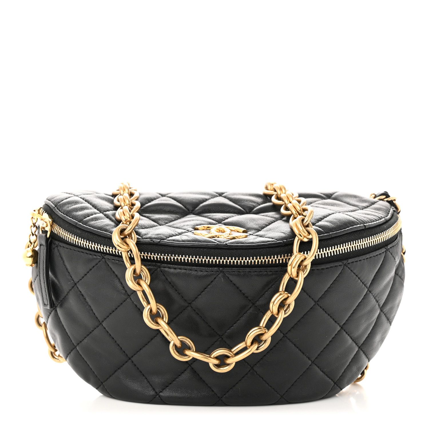 Lambskin Pearl Quilted CC Belt Bag Black | FASHIONPHILE (US)