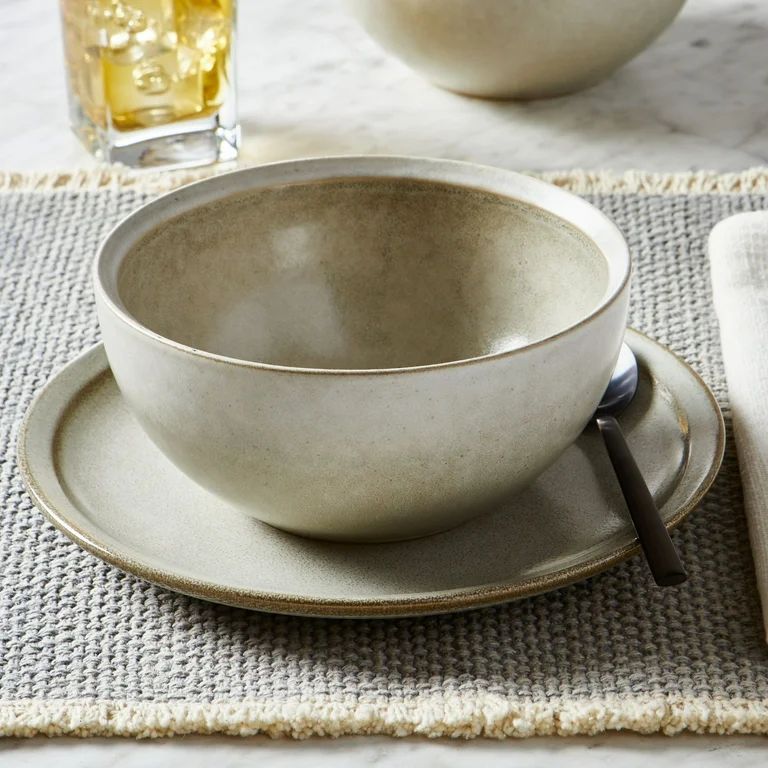 Better Homes and Gardens Banks Cream 12-Piece Stoneware Dinnerware Set - Walmart.com | Walmart (US)