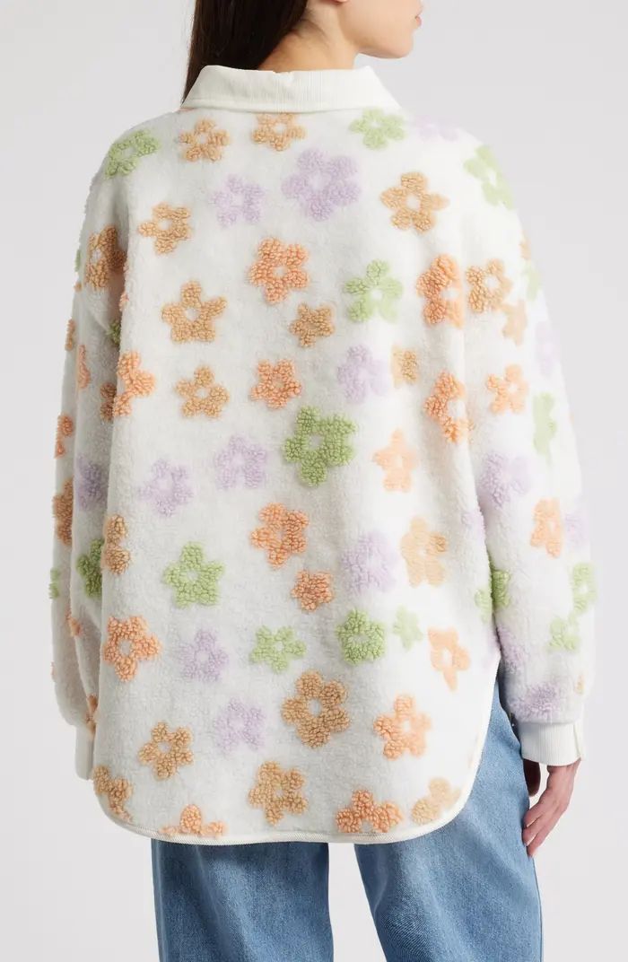 Daisy Floral High Pile Fleece Shacket | Nordstrom