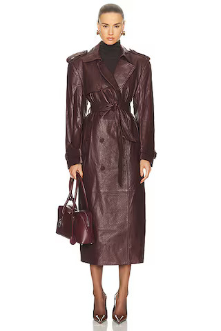 x REVOLVE Leather Suede Trench Coat | FWRD 