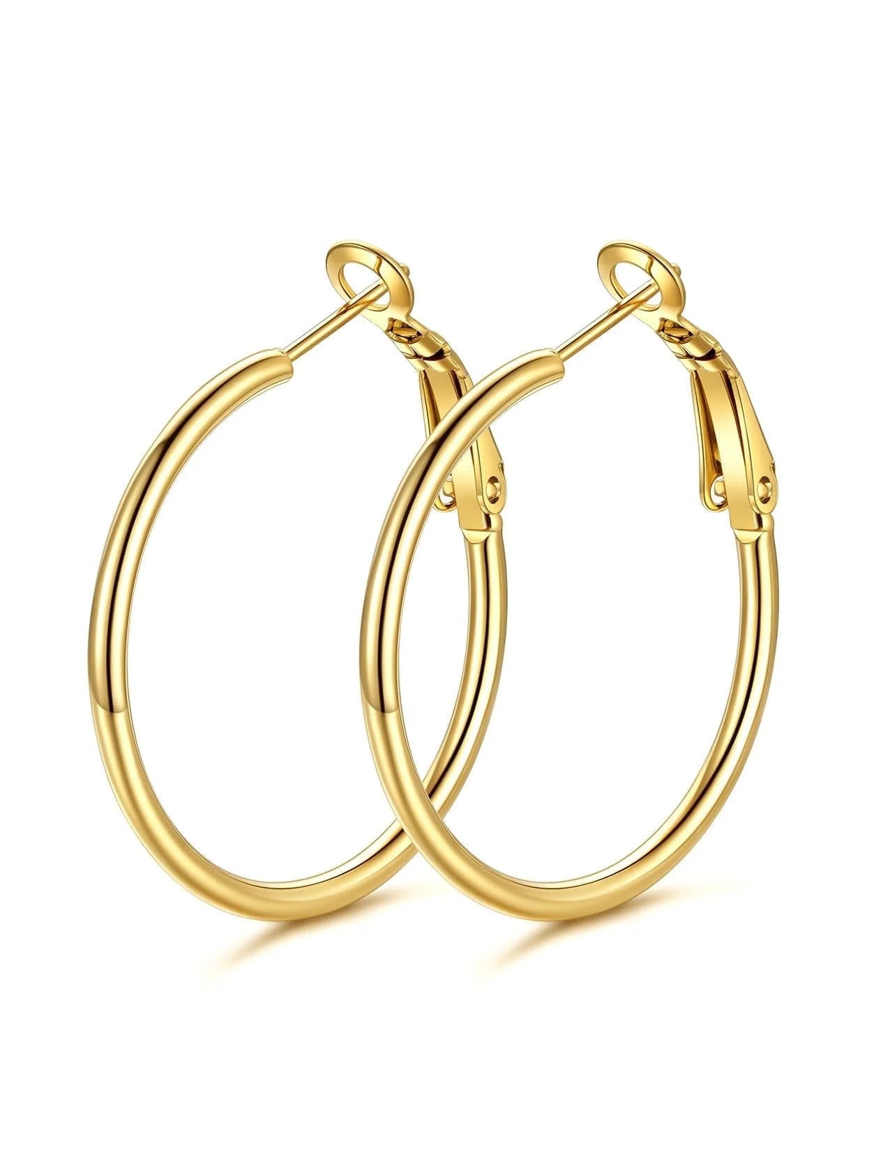 KeyStyle 30mm Hoop Earrings for Women Gold Plated Hoop Earrings Lightweight Earrings Birthday Jew... | Walmart (US)