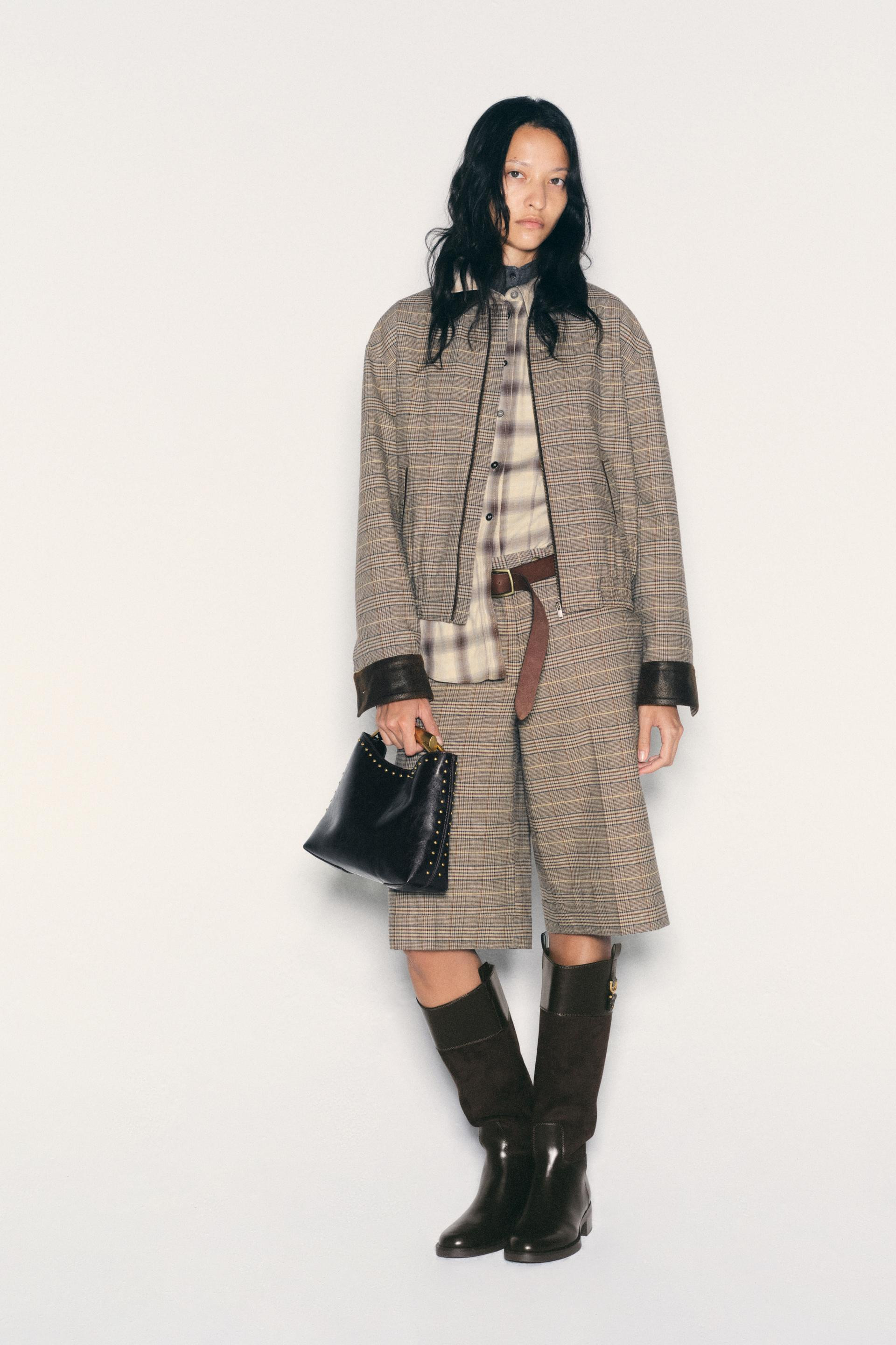 HOUNDSTOOTH MIXED BOMBER JACKET | Zara Canada