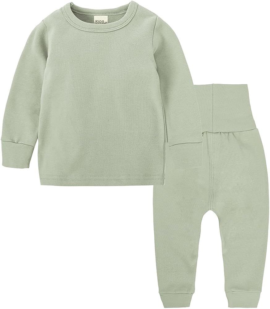 Kids Tales Little Boys&Girls 2 Pcs Solid Pajama Set Cotton Underwear Long Sleeve Sleepwear PJS | Amazon (US)