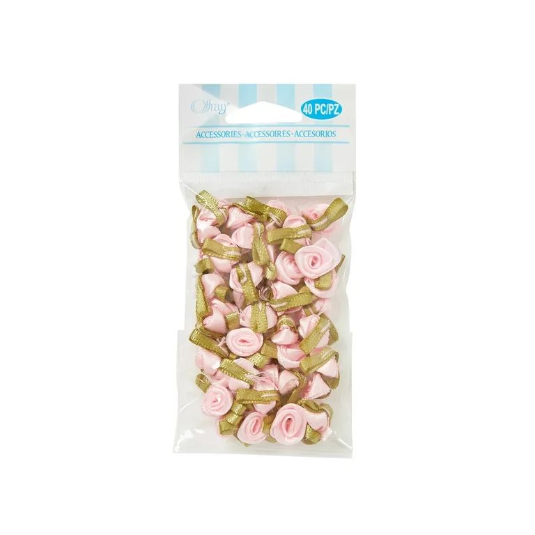 Offray Accessories, Pink Value Pack, Small Ribbon Rose Embellishment, 40 count | Walmart (US)