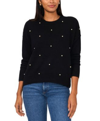Sam & Jess Women's Embellished Pearl Crewneck Sweater - Macy's | Macy's