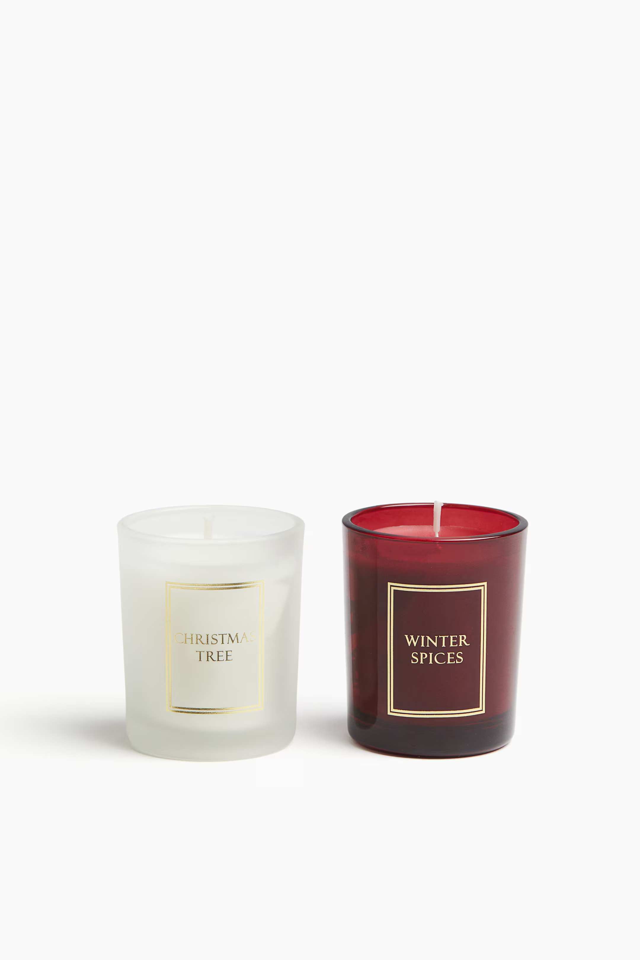 2-pack Small Scented Candles - Dark red/Christmas Tree - Home All | H&M US | H&M (US + CA)