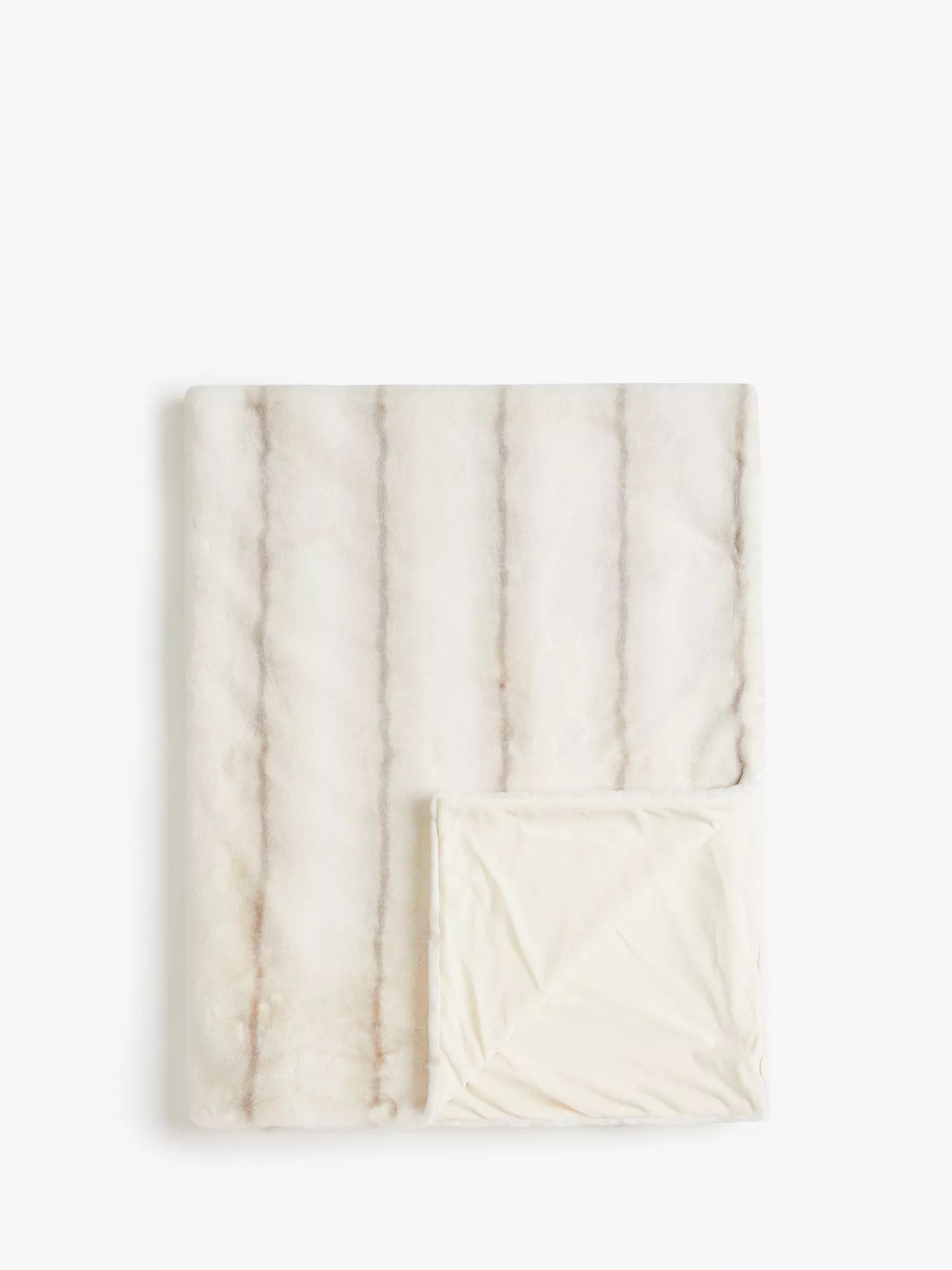 John Lewis & Partners Faux Fur Throw, Natural Stripe | John Lewis (UK)