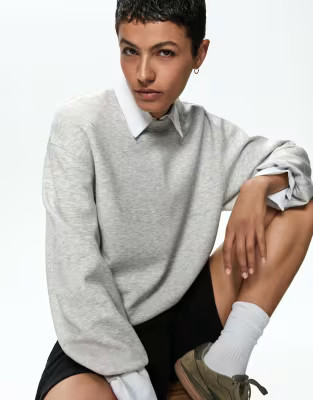 Bershka Oversize sweatshirt with modal in light grey | ASOS (Global)
