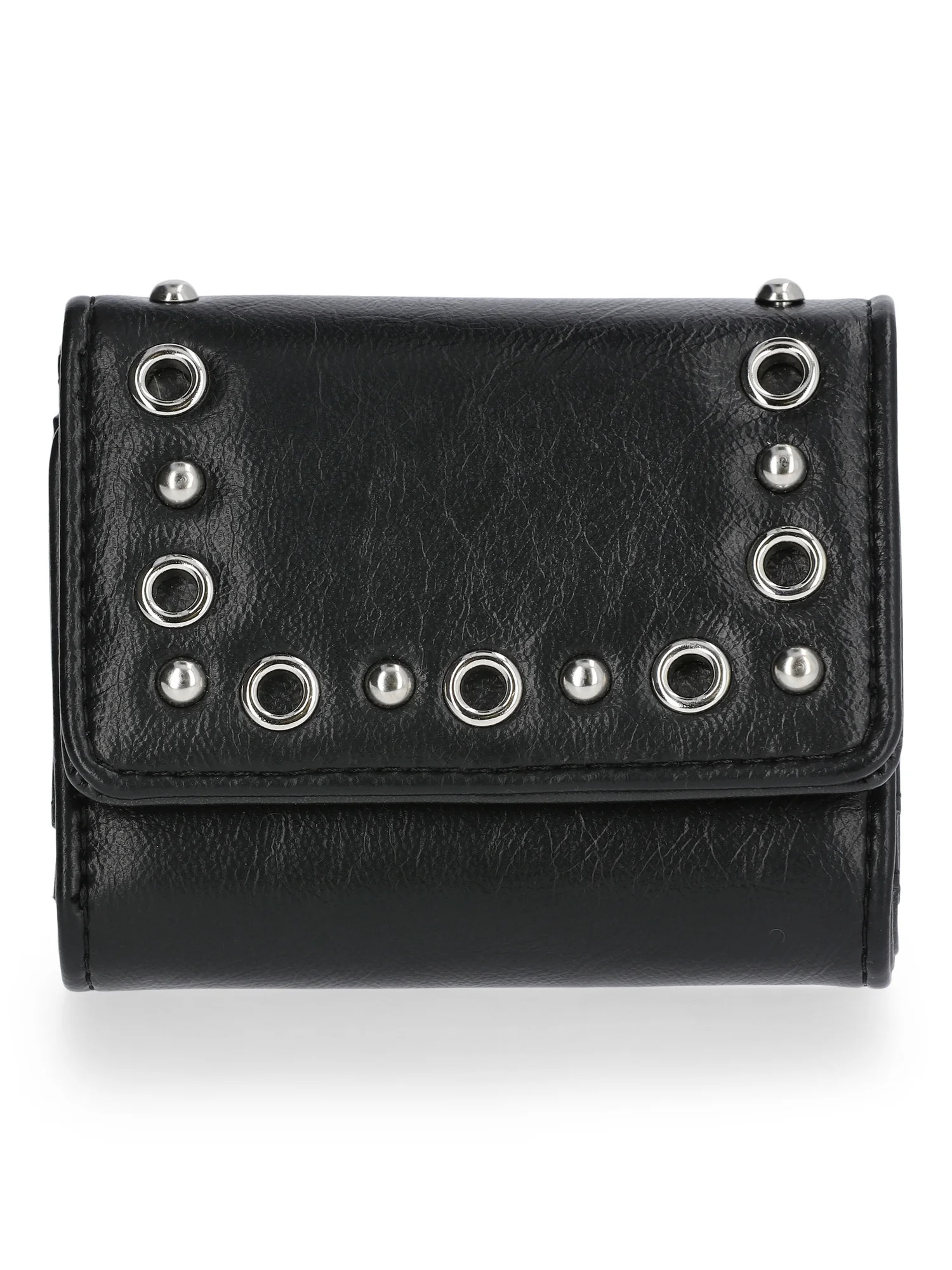 No Boundaries Studded Moto Flap Wallet, Women's, Black - Walmart.com | Walmart (US)