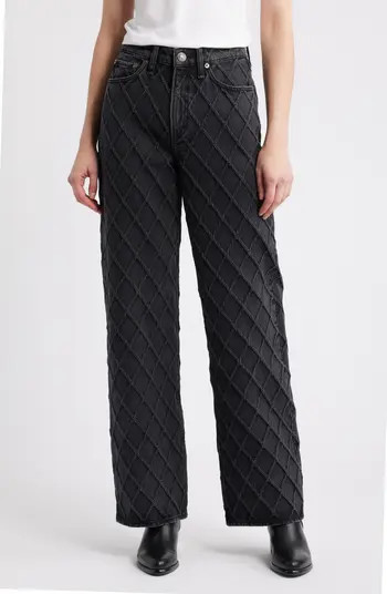 rag & bone Logan Diamond Texture Mid Rise Wide Leg Jeans | Nordstrom | Nordstrom