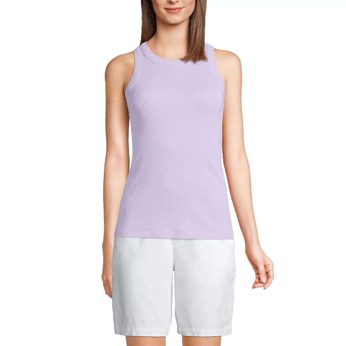 Lands' End Women's 2x2 Rib Crew Neck Tank Top | Target