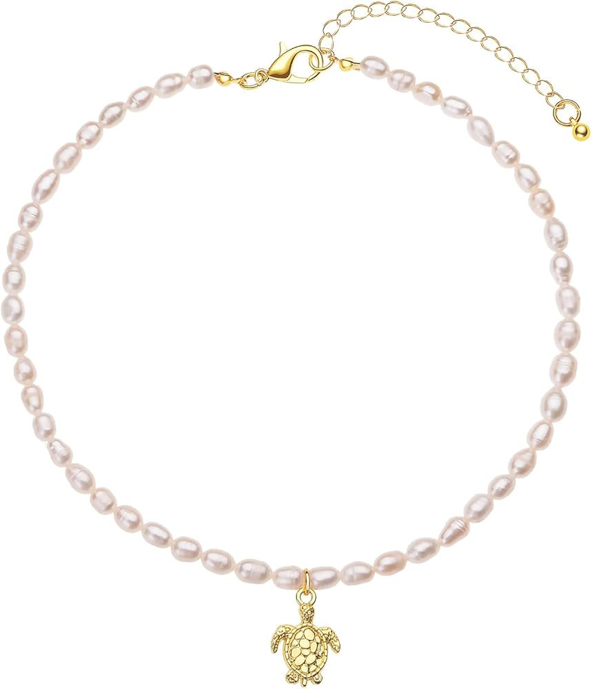 wgoud Natural Freshwater Pearl Choker Necklace for Women, Trendy 14K Gold Plated Pearl Necklaces ... | Amazon (US)