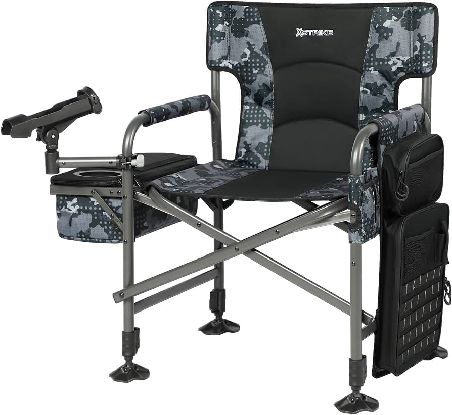 Fishing Chairs with Rod Holder, Folding Ice Fishing Chair for Adults Outdoor Camping Chair Leg Ad... | Amazon (US)