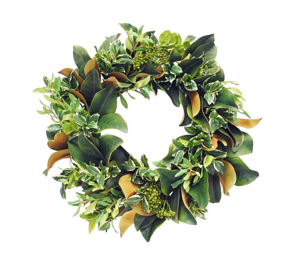 Faux Pittosporum And Magnolia Leaf Wreath, 22&amp;quot; | Pottery Barn (US)