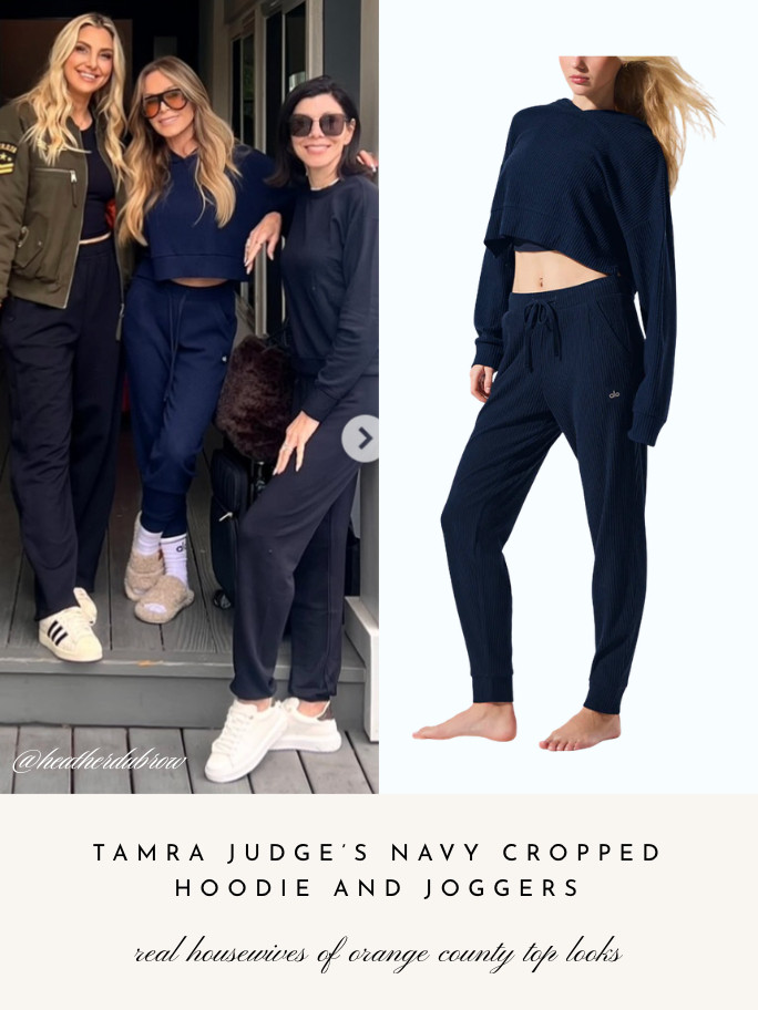 Tamra Judge's Navy Cropped Hoodie and Joggers 📸= @heatherdubrow 

 