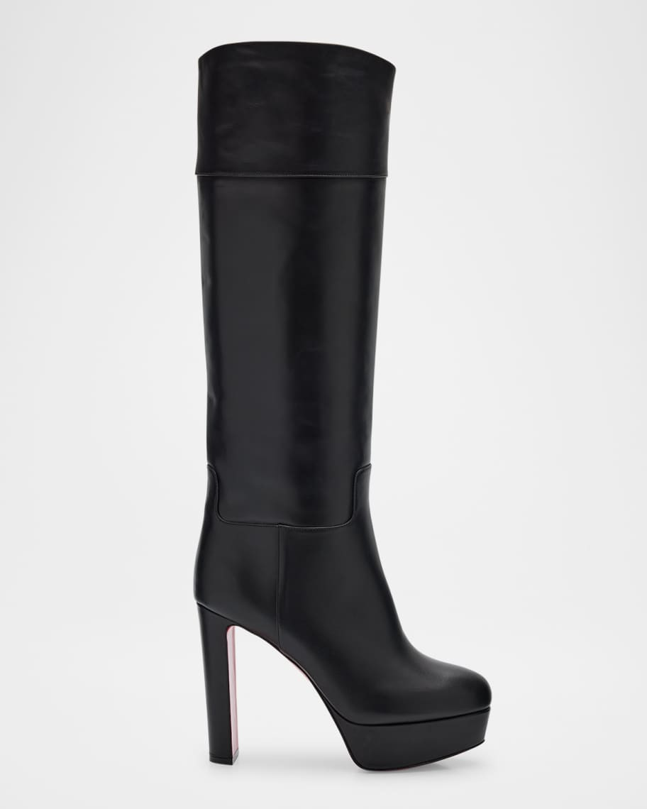 Christian Louboutin Loo Leather Red Sole Knee Boots | Neiman Marcus