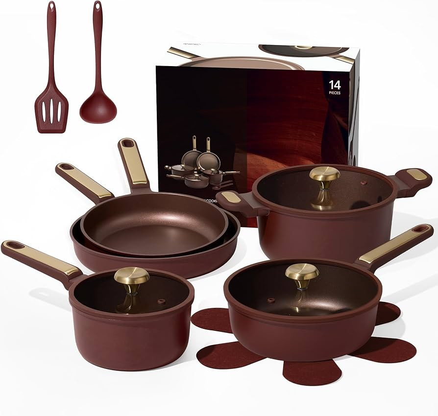 CAROTE Pots and Pans Set Nonstick, 14pcs Cookware Set Nonstick Non-Toxic & PFOA&PFOS-Free, Dishwa... | Amazon (US)