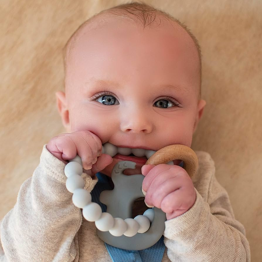 Nuby Natural Wood & Silicone Teether Ring: 3 M+, Elephant, Gray | Amazon (US)