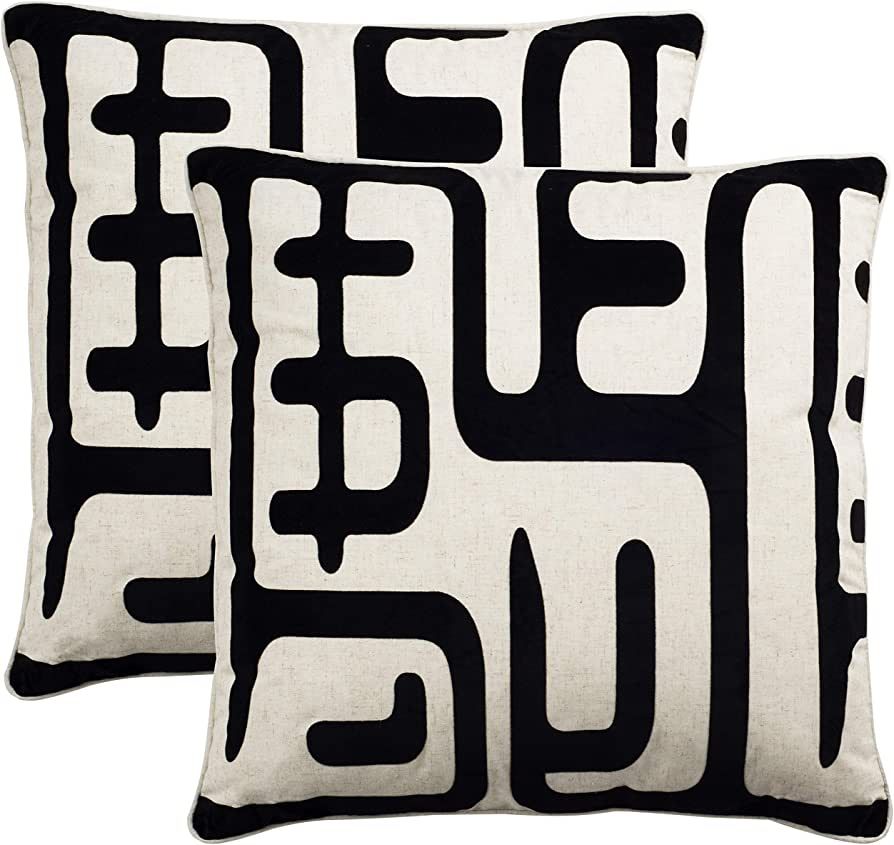 Safavieh Collection Maize Black Throw Pillows (24" x 24") (Set of 2), 24"x24" | Amazon (US)