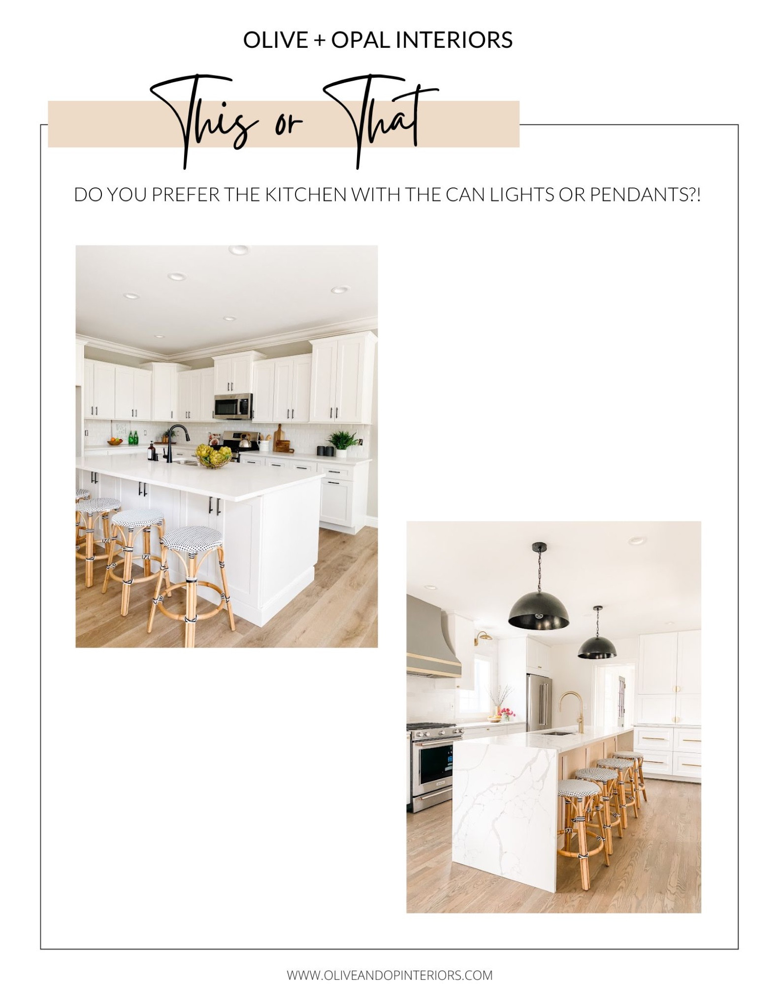 Which kitchen do you prefer - recessed can lights or hanging black pendants?!
.
.
.


#LTKhome #LTKbeauty #LTKstyletip