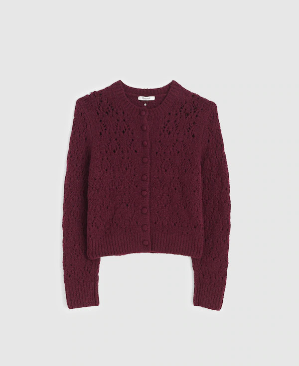 Pointelle-Stitch Cardigan in Cotton Blend | Madewell