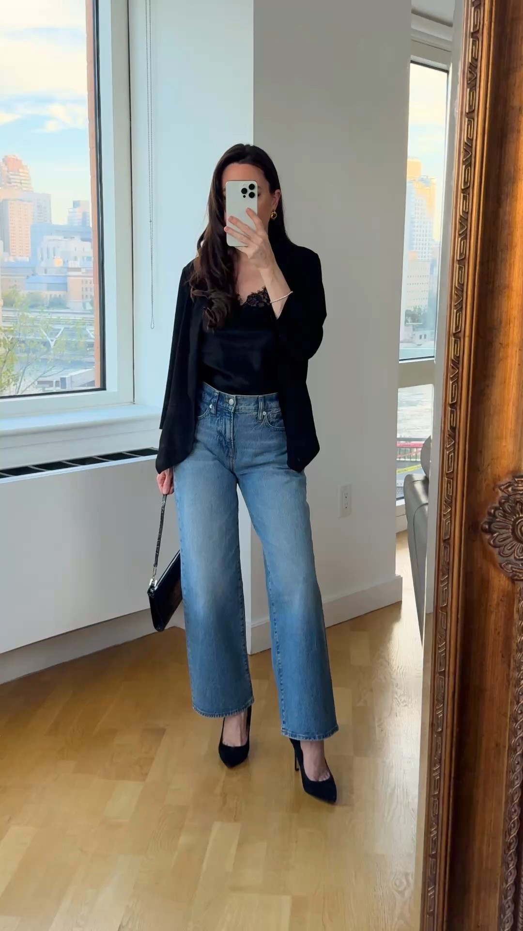 Chic fall outfit idea for date night!  
Cami is Whistles
Jeans Madewell 25 P
Bag is old Ferragamo

#LTKSeasonal