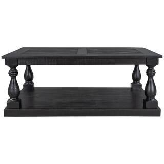 Angel Sar 45.2 in. Black Rectangle Wood Coffee Table with Storage SQW7269AAB - The Home Depot | The Home Depot