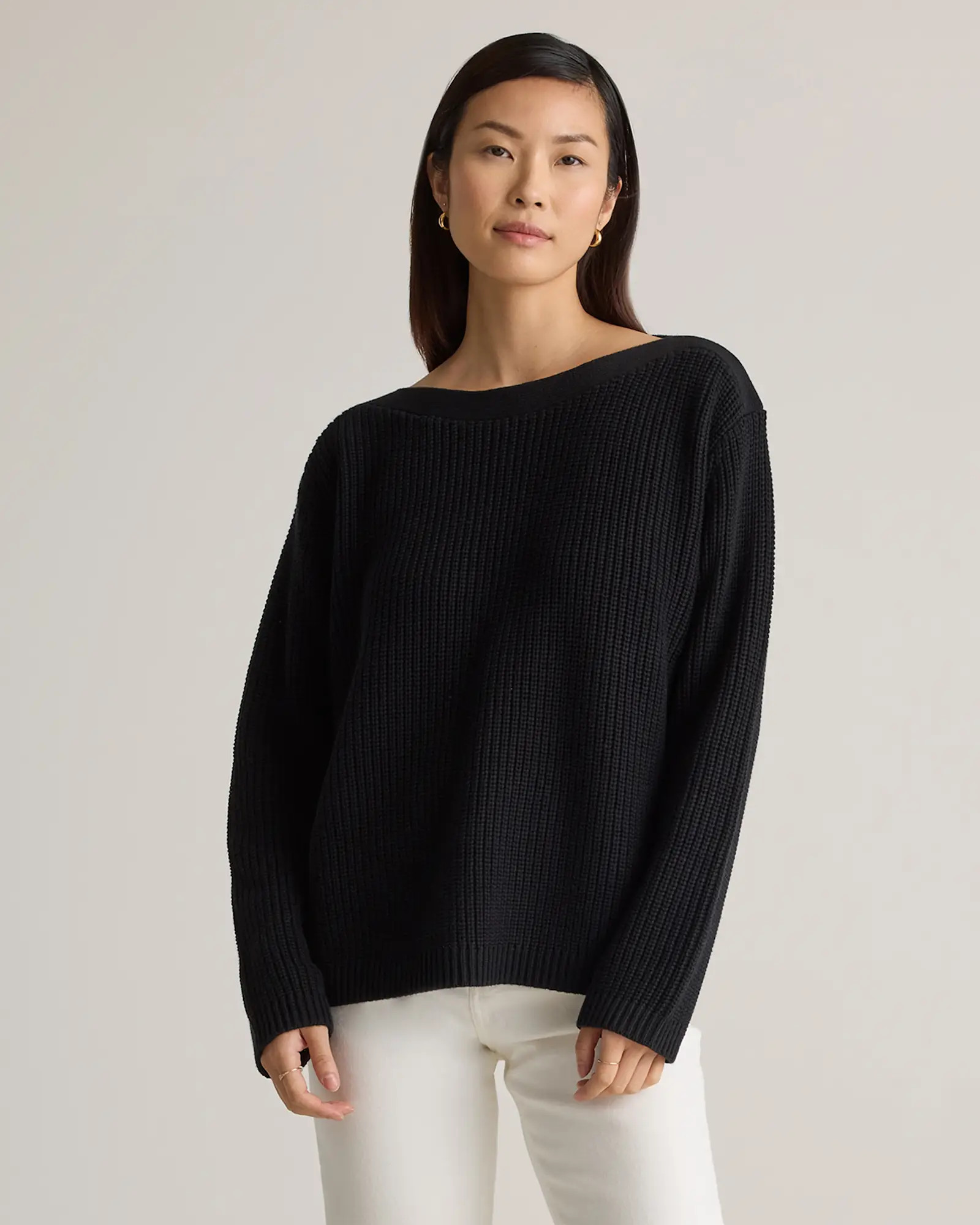 100% Organic Cotton Fisherman Boatneck Sweater | Quince