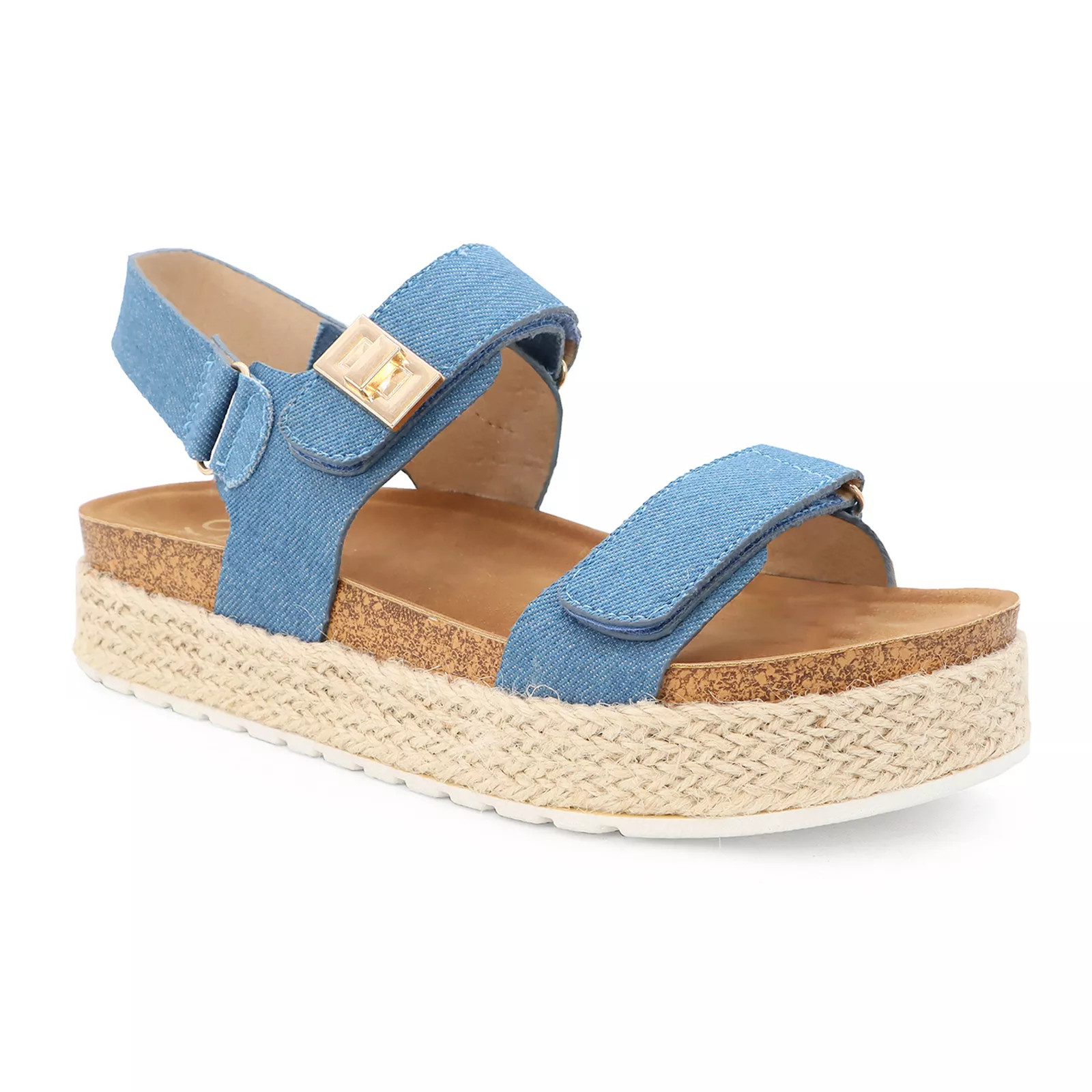 Yoki CHIARA-20 Women's Platform Espadrille Double Strap Open Toe Sandals, Size: 9, Blue | Kohl's