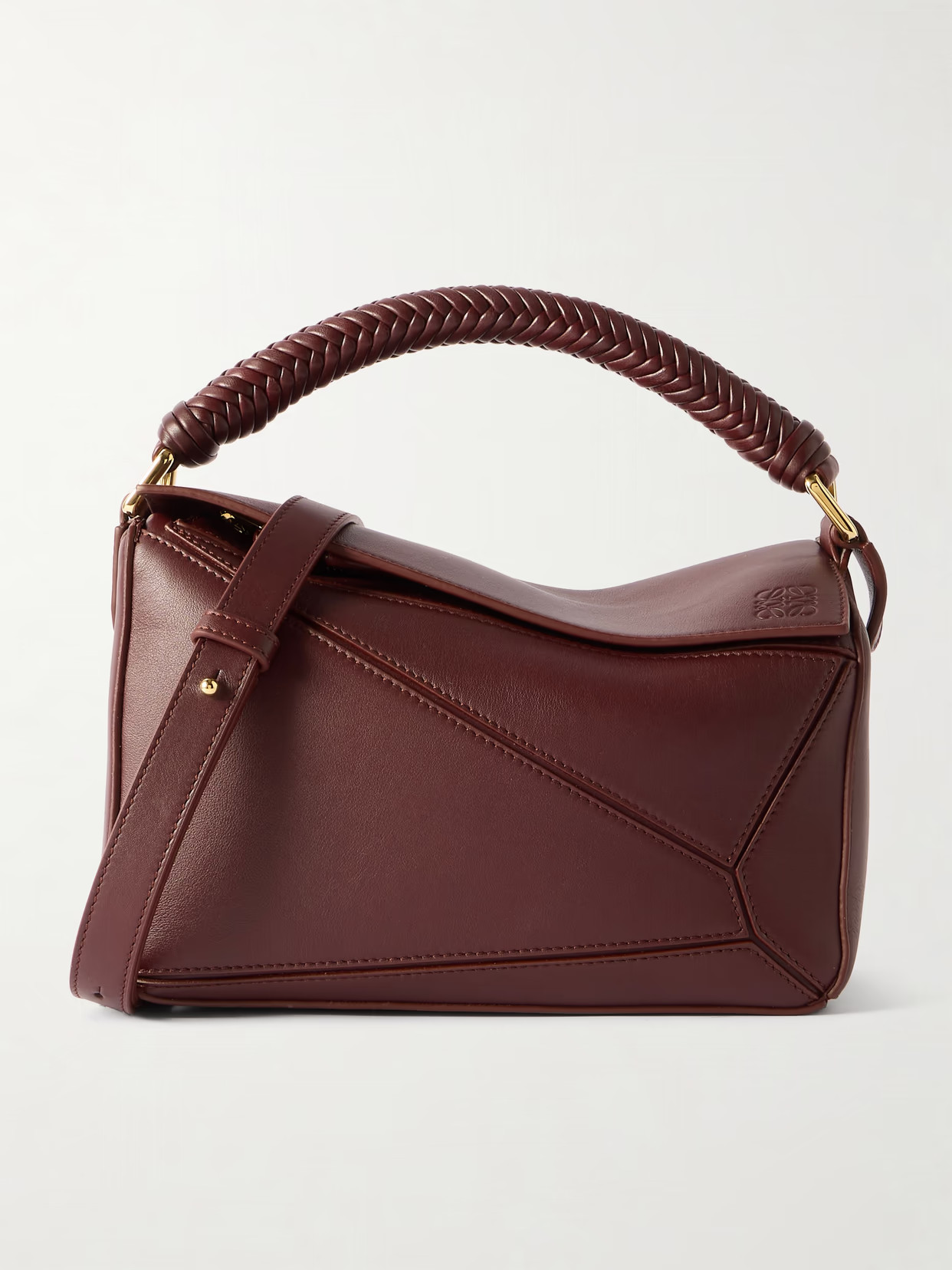 LOEWE - Puzzle Edge Small Leather Shoulder Bag - Burgundy | NET-A-PORTER (US)