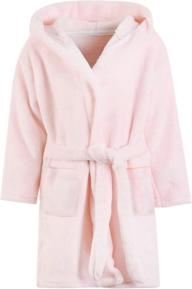 Umeyda Girls Fleece Hooded Robes, Warm Printed Bath Robe for Kids Soft Fuzzy Bathrobe for Gifts | Amazon (US)