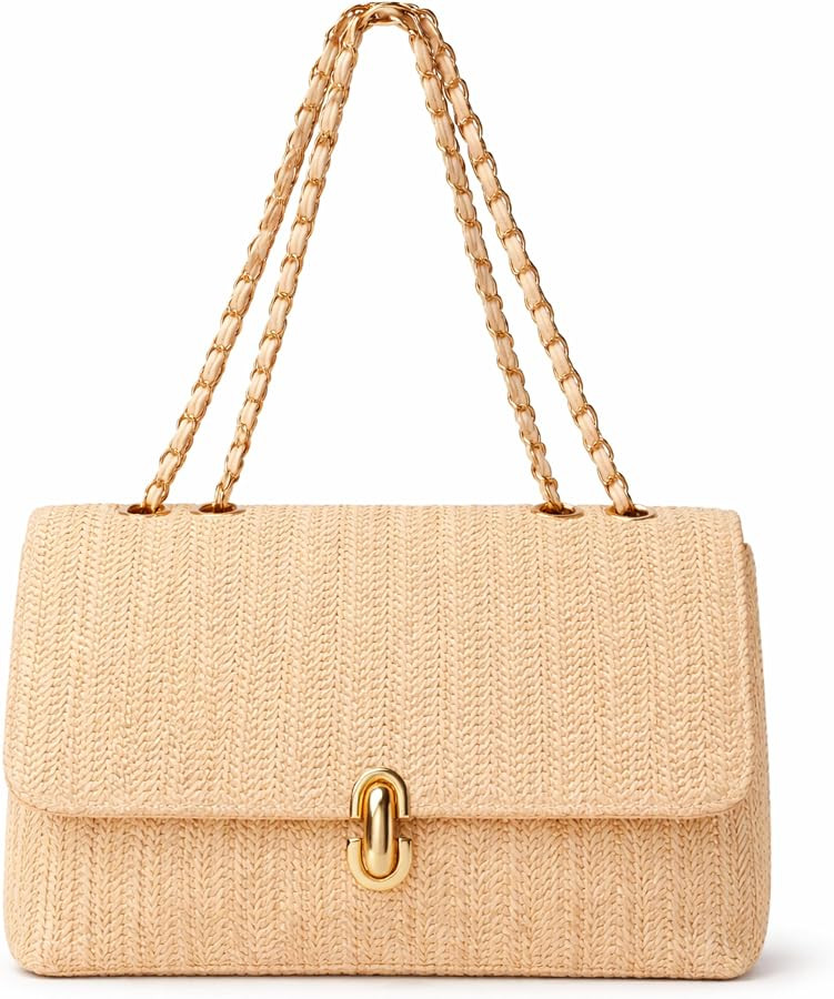 Trendy Straw Woven Summer Bag for Women, Small Raffia Adjustable Strap Crossbody Bag, Classic Sum... | Amazon (US)