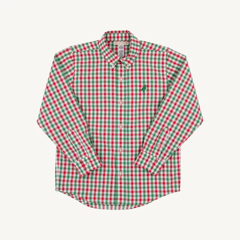 Dean's List Dress Shirt - Red & Kiawah Kelly Green Gingham | The Beaufort Bonnet Company