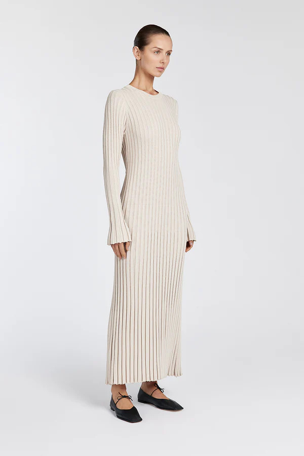 ADA STONE LONG SLEEVE MIDI DRESS | DISSH