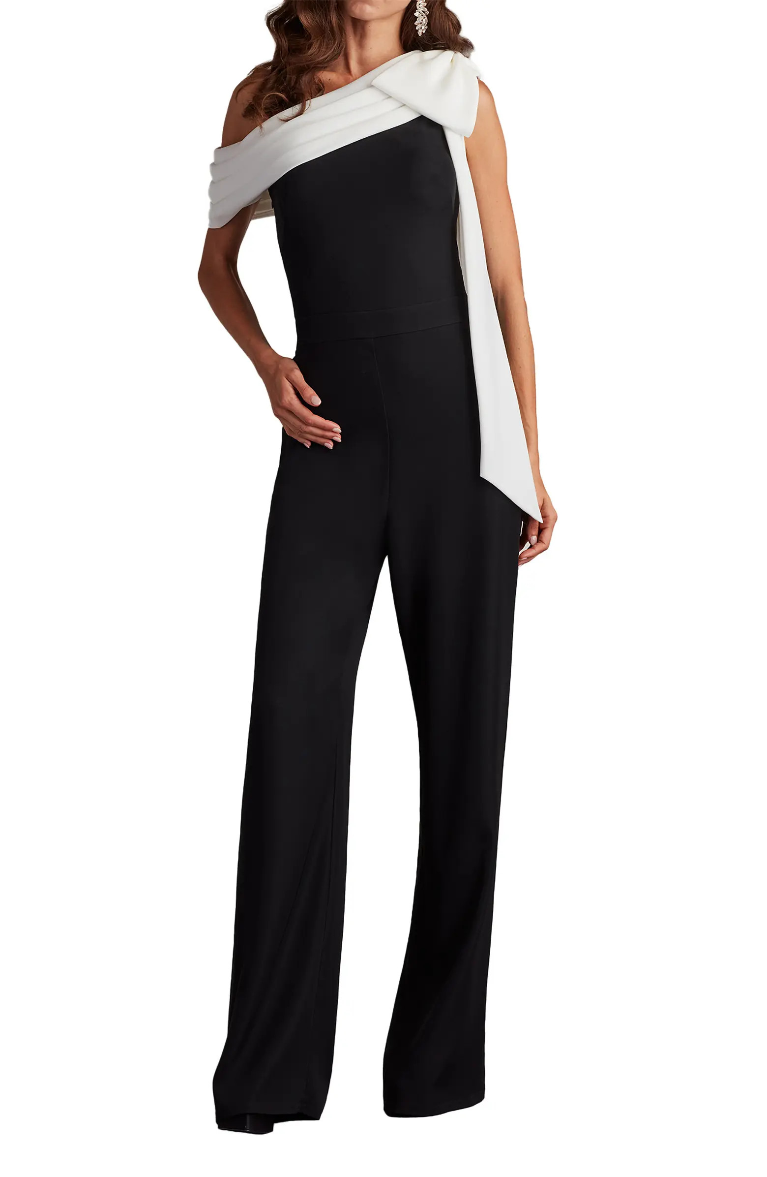 Bow One-Shoulder Crepe Jumpsuit | Nordstrom