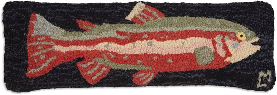Artist-Designed Steelhead Trout Hand-Hooked Wool Decorative Throw Pillow (8” x 24”) Lake & Lo... | Amazon (US)