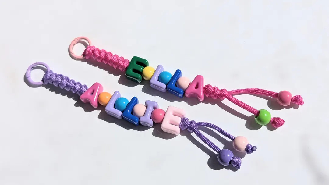 Personalized Name Beads Chunky Keychain Paracord Art Cool Gift Back to School Playful Unique Bag ... | Etsy (US)
