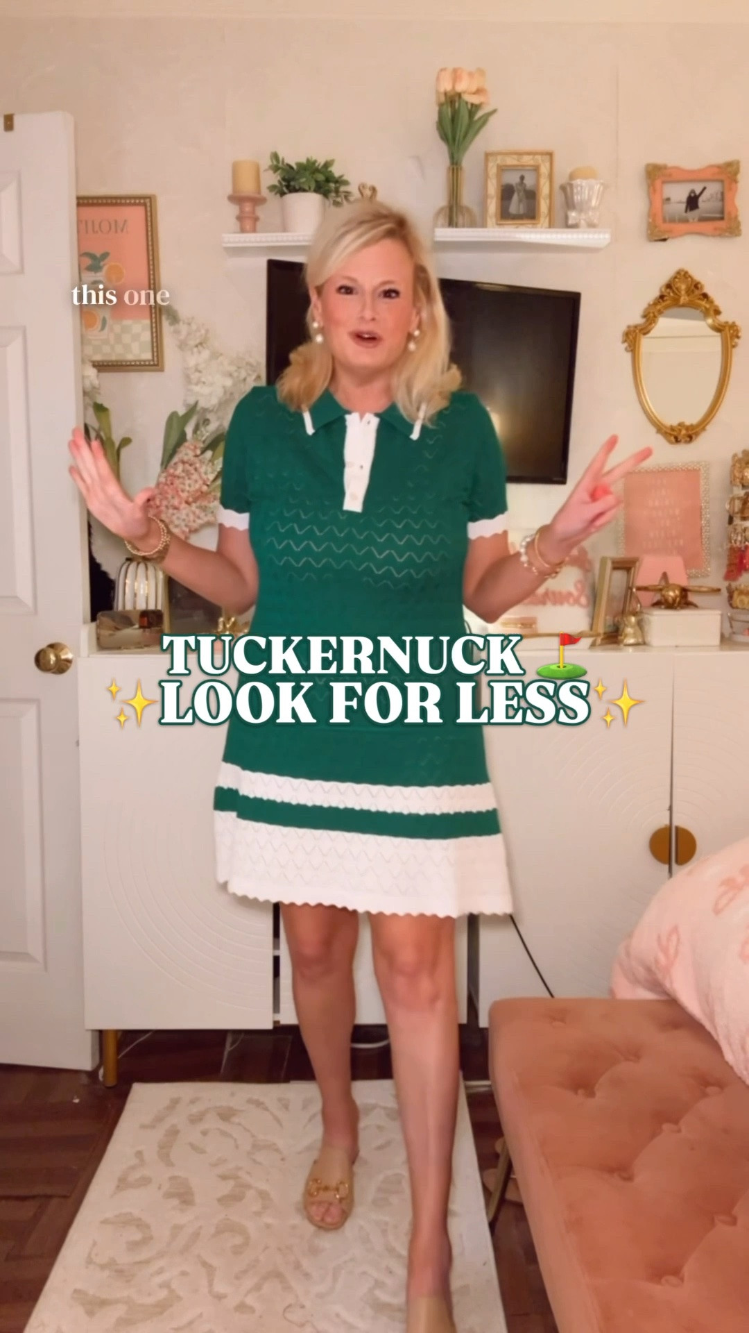 Tuckernuck May Sweater Polo Dress look for less, green polo dress, Amazon polo dress, sporty preppy dress

This green Amazon polo dress is giving the $148 Tuckernuck May Sweater Polo Dress look for way less, and the green and white combo is so good.

The contrast collar, button placket, short sleeve shape, textured knit-style body, white trim, ruffle hem, and easy mini length give it that sporty-preppy country club feel women love from Tuckernuck, TNuck Sport, tennis outfits, golf outfits, and polished summer dresses.

I’m in a small in this one. It runs generous, so sizing down worked well for a closer fit.

This is such a strong Amazon dress find for tennis outfits, golf outfits, pickleball outfits, country club outfits, lunch, errands, school pickup, beach town shopping, lake weekends, resort mornings, vacation outfits, casual summer dinners, and everyday warm weather plans

Style it with white sneakers for a sporty preppy look, gold sandals for lunch, a cardigan over your shoulders, pearl earrings, a straw tote, or flat sandals for an easy summer outfit that feels very country club vacation.

If you’re searching for Tuckernuck May dress look for less, Tuckernuck May Sweater Polo Dress look for less, Tuckernuck inspired dress, TNuck Sport look for less, green polo dress, preppy polo dress, polo mini dress, sporty preppy dress, tennis dress women, golf dress women, pickleball outfit, country club dress, casual summer dress, vacation dress, Amazon dress find, or designer look for less, this is such a good Amazon look for less.

#LTKFindsUnder50 #AmazonFinds #Tuckernuck #LookForLess #PreppyStyle #TennisDress #GolfOutfit #SummerDress

#LTKActive #LTKSeasonal #LTKTravel