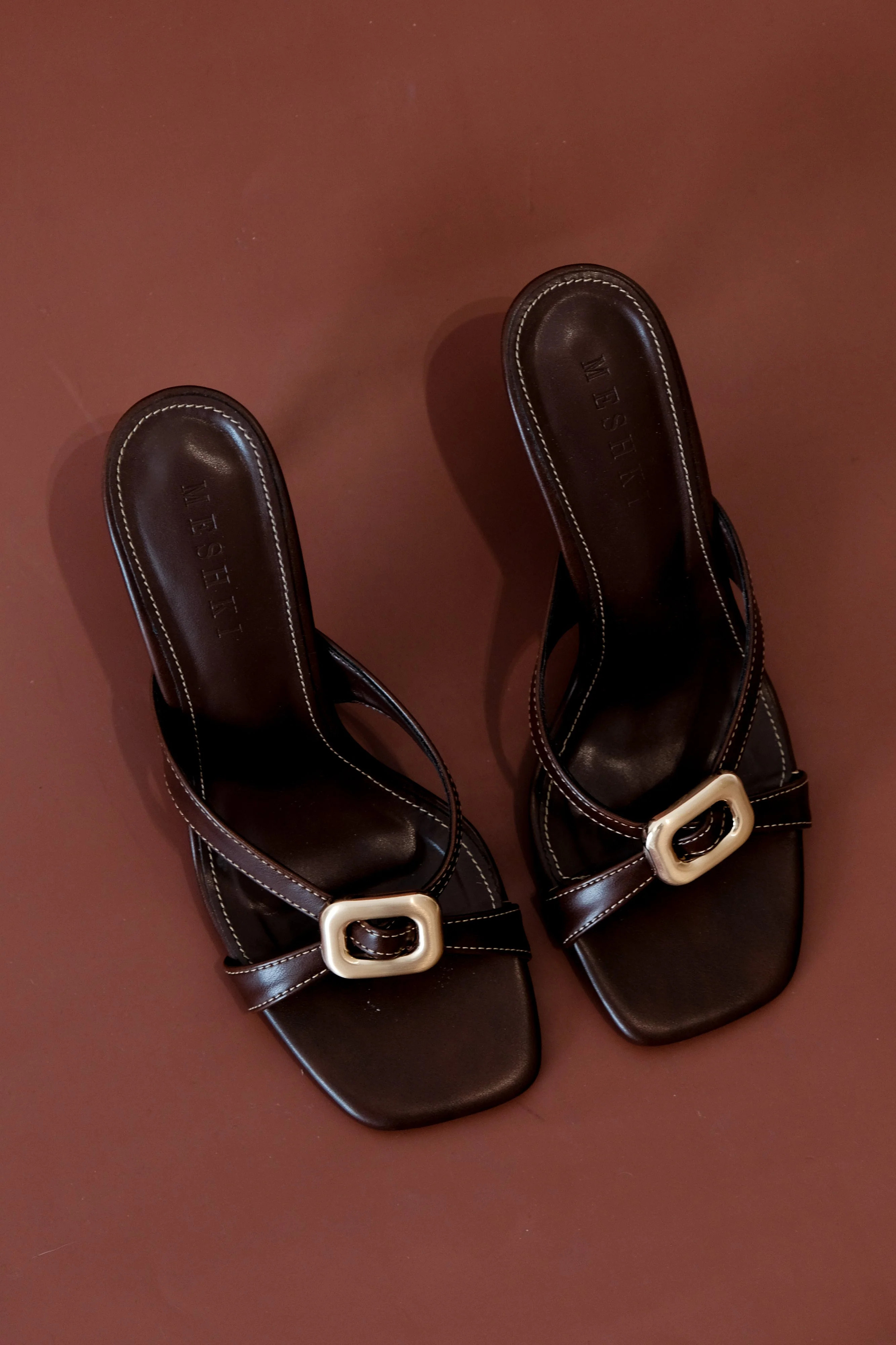 Jodie High Heel With Hardware - Chocolate | Meshki UK