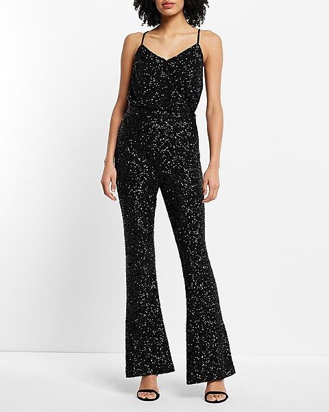 Super High Waisted Sequin Flare Pant | Express