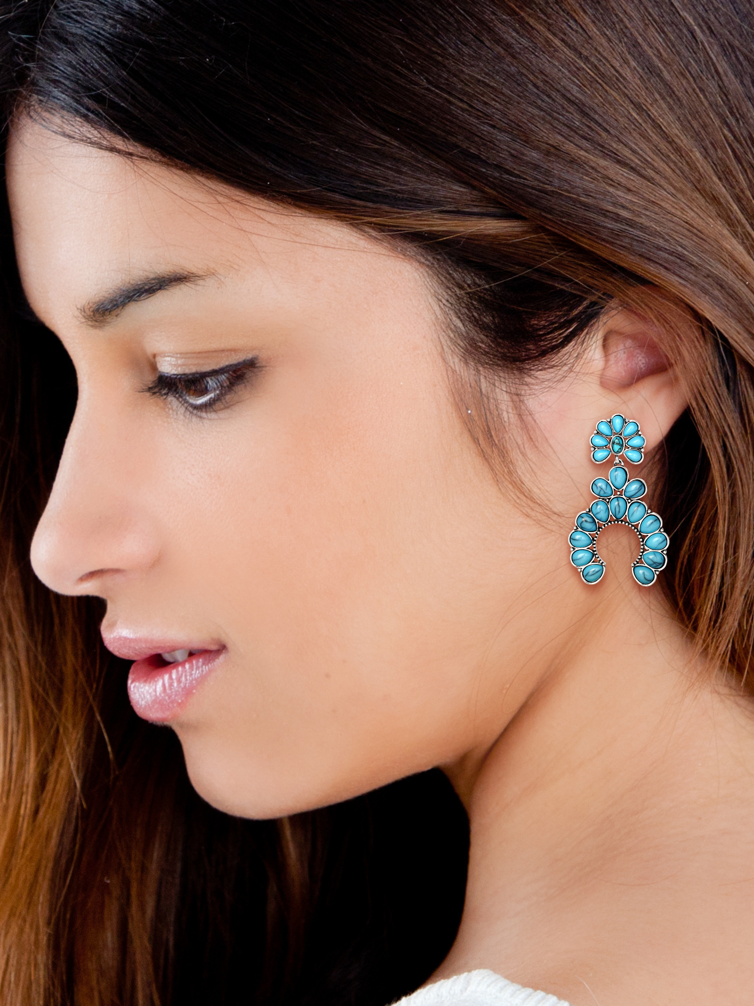 Jessica Simpson Fashion Metal Faux Turquoise Stone Drop Earring | Walmart (US)