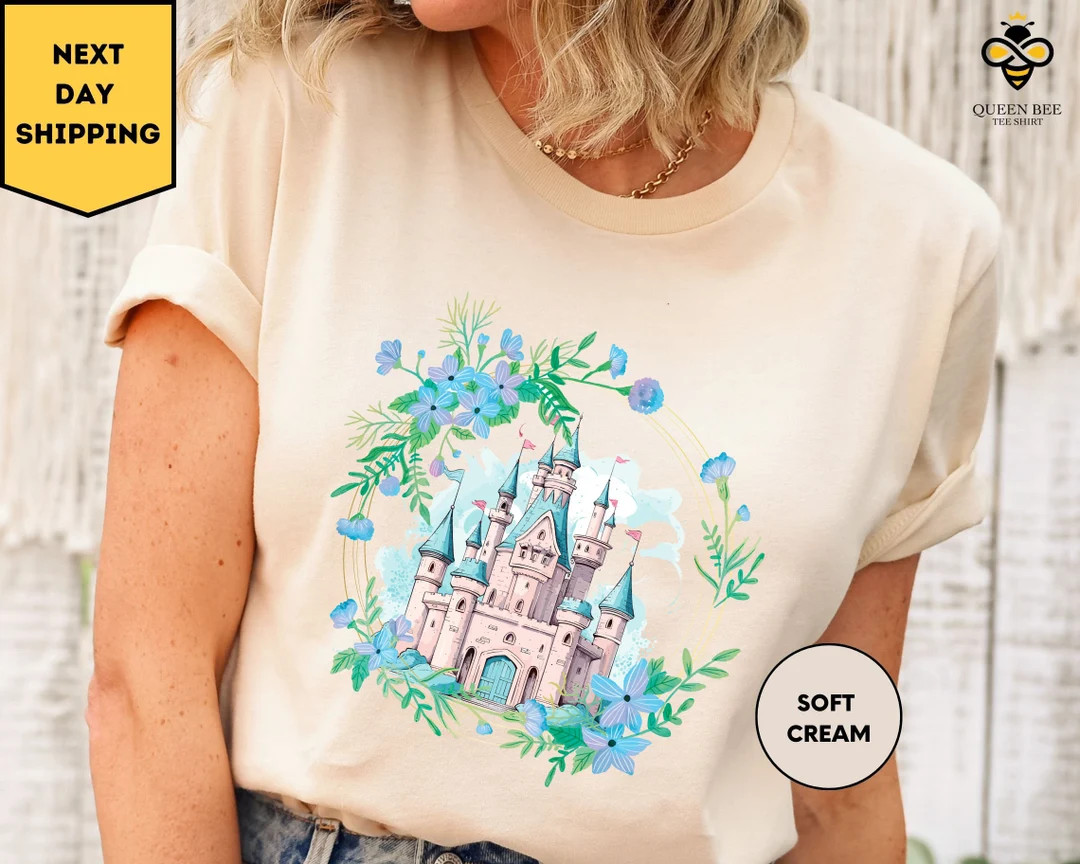 Magic Kingdom Castle Shirt, Princess Castle T-shirt, Castle Floral Spring Shirt, Magical Vacation... | Etsy (US)