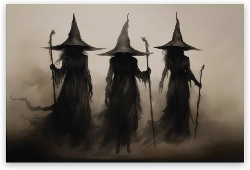 Creepy Witchy Wall Decor Posters Three Witches Vintage Witch Wall Art Decor Aesthetic Halloween R... | Amazon (US)